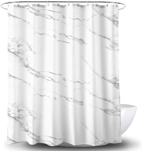 Unyqoos® Waterdicht en Antibacterieel Douchegordijn met Luxe Marmerprint en Accessoires 180 x 180 cm