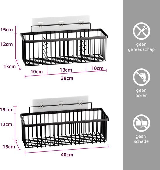 Unyqoos® Metalen Hangmanden Set van 2 - Multifunctionele Draadopbergers voor Wandmontage in Keuken en Badkamer