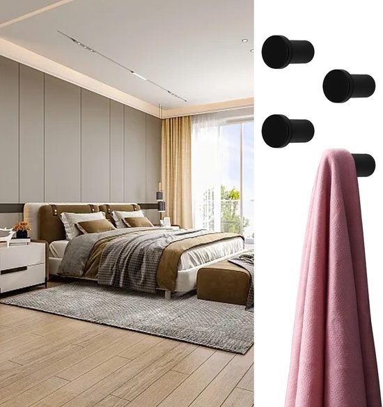 550x584-22.jpg Unyqoos® Set van zes zwarte handdoekhaken voor badkamer en keuken met schroeven