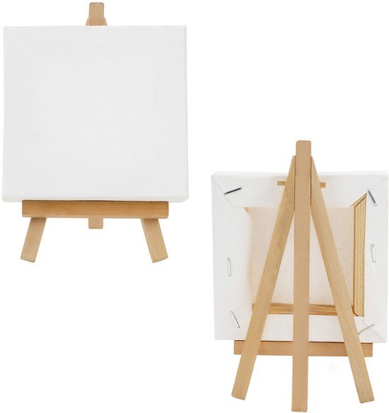 Unyqoos ® Complete Set van 10 Miniatuur Tafelezels met Canvas voor Creatieve Kunstprojecten