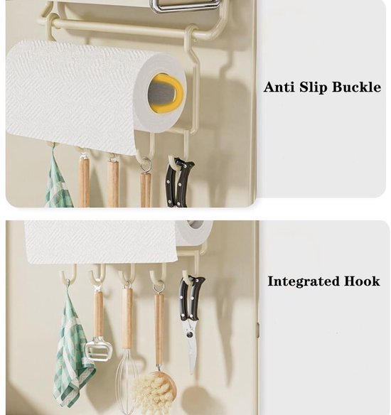 550x584-30.jpg Unyqoos® Wit magnetisch kruidenrek met haken en rolhouder voor keukenorganisatie