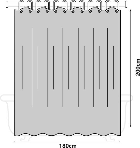 Unyqoos® Waterafstotend Douchegordijn met Bosbloem Motief en Ringen, 180 x 200 cm