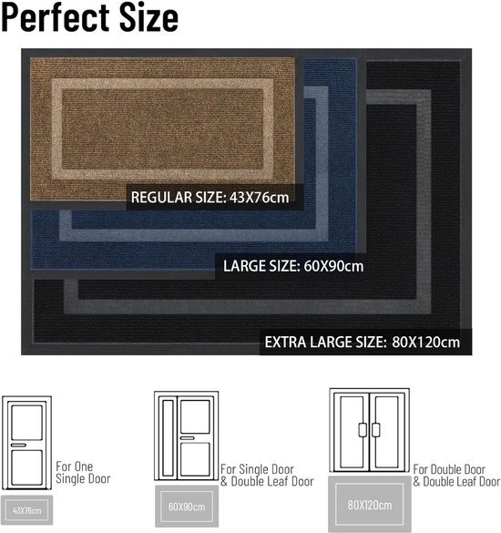 Unyqoos® Grijze antislip vuilvangmat voor binnen en buiten 60 x 90 cm