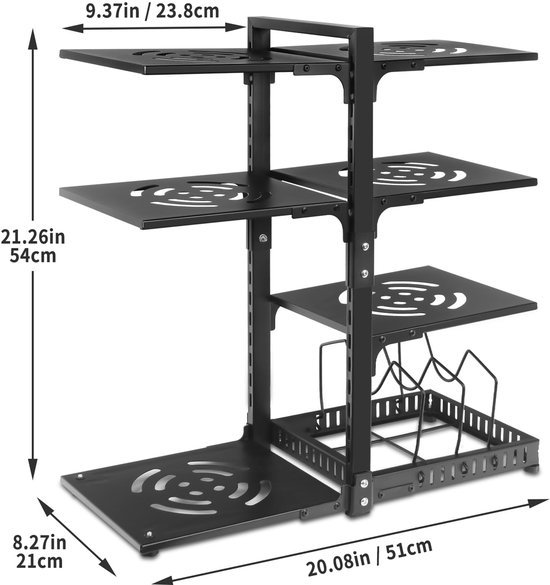 Unyqoos® Pannenrek Organizer met Flexibele Verstelbare Lagen voor Keukenopslag en Organisatie