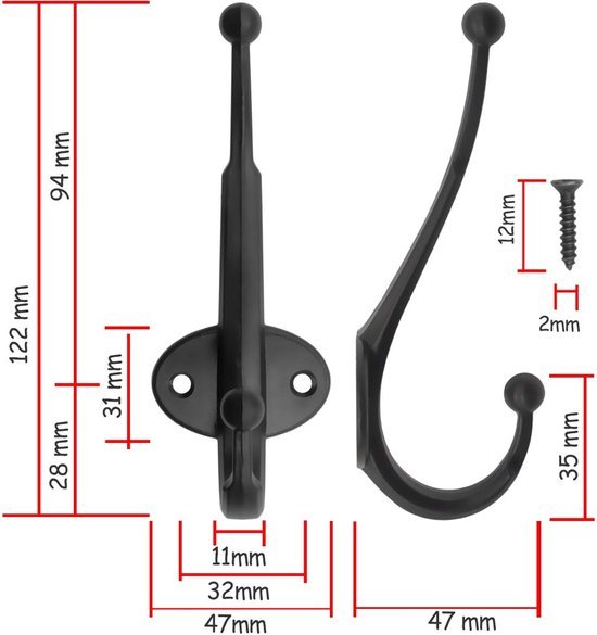 550x585-22.jpg Unyqoos® Set van drie stijlvolle zwarte ijzeren wandhaken voor veelzijdige organisatie