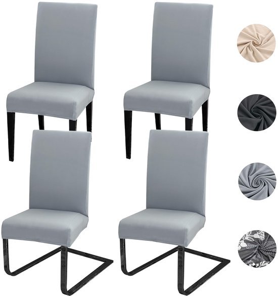 Unyqoos® Stijlvolle en Flexibele Stoelhoezen voor Diverse Gelegenheden, Set van 4 of 6, Lichtgrijs