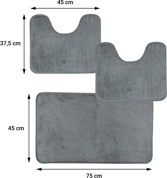 550x586-11.jpg Unyqoos® 3-delige Badmat Set in Grijs - Absorberend, Sneldrogend en Ruimtebesparend