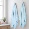 Unyqoos® Set van Twee Extra Grote Ultra Absorberende Lichtgewicht Badhanddoeken in Hemelsblauw