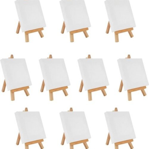 Unyqoos ® Complete Set van 10 Miniatuur Tafelezels met Canvas voor Creatieve Kunstprojecten
