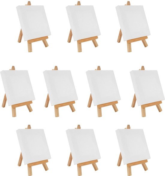 Unyqoos ® Complete Set van 10 Miniatuur Tafelezels met Canvas voor Creatieve Kunstprojecten