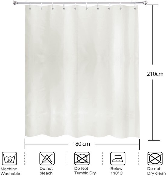 550x586-4.jpg Unyqoos® Crèmekleurig polyester douchegordijn met metalen ringen en schimmelbestendigheid