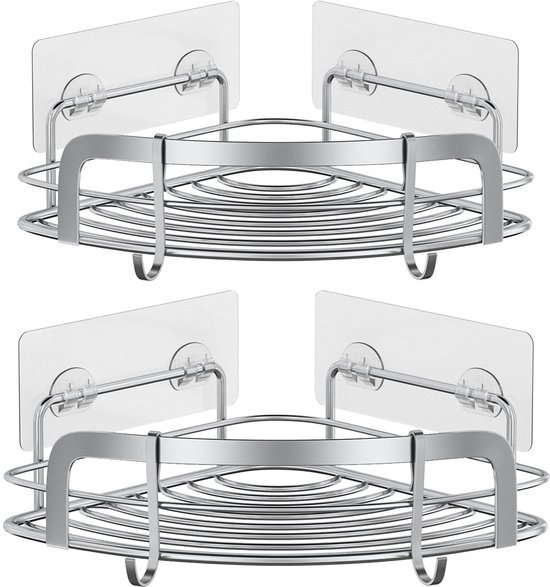 Unyqoos ® Stijlvolle Wandgemonteerde Doucheplank Set met Roestvrije Organizers en Afneembare Haken