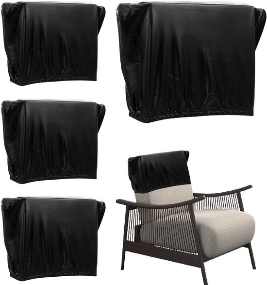 Unyqoos® Elastische stoelhoezen set van 4 voor eetkamer en kantoor in zwart