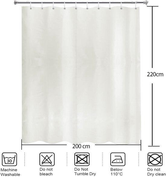 Unyqoos® Extra lang polyester douchegordijn in beige met metalen ogen en waterafstotende stof