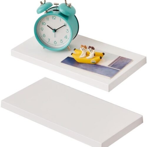 550x588-16.jpg Unyqoos® Set van twee witte zwevende wandplanken van massief eikenhout voor diverse ruimtes