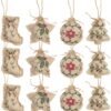 Unyqoos ® Set van 12 Handgemaakte Jute Kerstdecoraties voor een Traditionele Feestelijke Sfeer