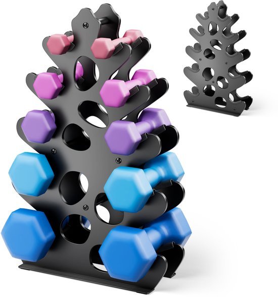 Unyqoos® Compacte en stijlvolle gewichtenstandaard met beschermende rubberen bekleding
