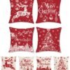 Unyqoos® Set van 4 feestelijke kussenslopen met rendiermotief voor kerstdecoratie