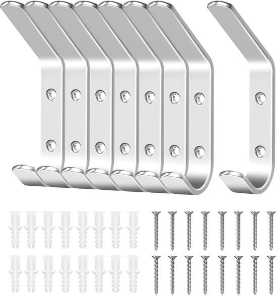 550x588-22.jpg Unyqoos® Set van 8 veelzijdige zilverkleurige wandhaken voor diverse ruimtes