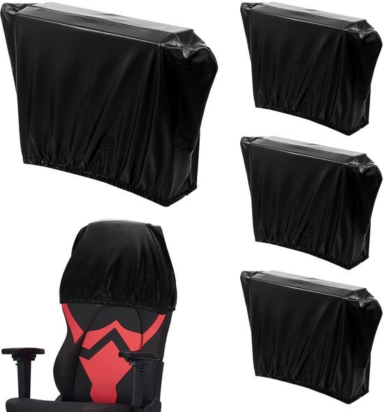 Unyqoos® Elastische stoelhoezen set van 4 voor eetkamer en kantoor in zwart