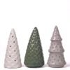 Unyqoos® Set van drie moderne keramische dennenboom sculpturen voor sfeervolle kerstdecoratie
