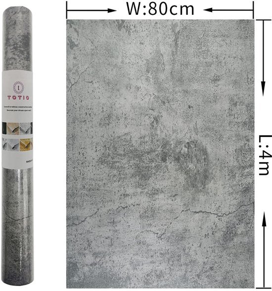 Unyqoos® Donkergrijze zelfklevende vinylfolie met betonlook voor muren en meubels, grijs