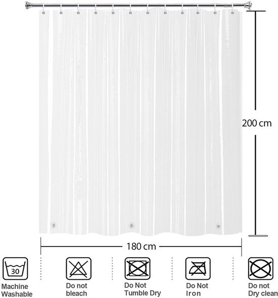 550x590-1.jpg Unyqoos® Transparant waterdicht douchegordijn met magneten en kunststof haken