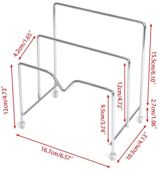 550x590-16.jpg Unyqoos® Ruimtebesparende roestvrijstalen houder voor deksel en snijplank