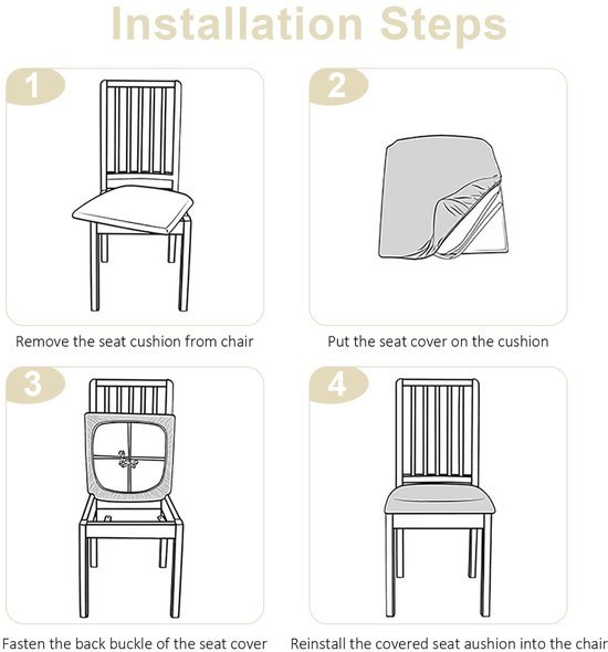 550x590-8.jpg Unyqoos® Wasbare en rekbare stoelhoezen set voor eetkamerstoelen, crème kleur