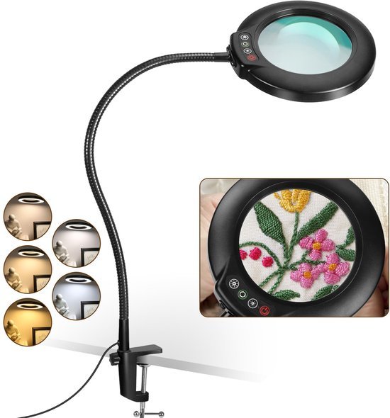 Unyqoos® Handenvrij tafelvergrootglas met flexibele zwanenhals en led-verlichting