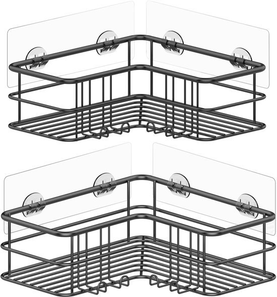 Unyqoos® Zelfklevende Roestvrijstalen Doucheplanken voor Hoekopslag zonder Boren, Set van Twee Stuks