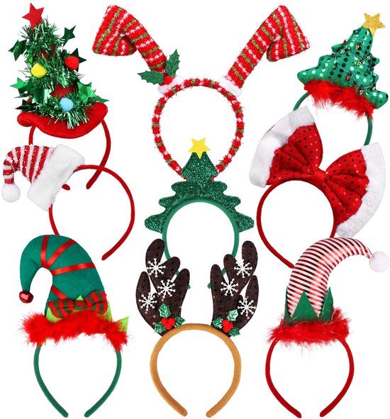 550x591-22.jpg Unyqoos® Set van 9 feestelijke kersthaarbanden voor creatieve en vrolijke kerstsfeer
