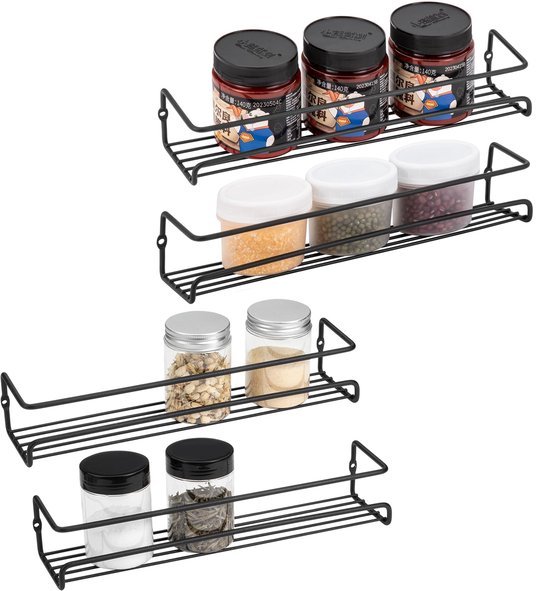 550x591-25.jpg Unyqoos ® Veelzijdige Keuken Wandrek Organizer, 4-delige Set voor Specerijen en Kruidenopslag
