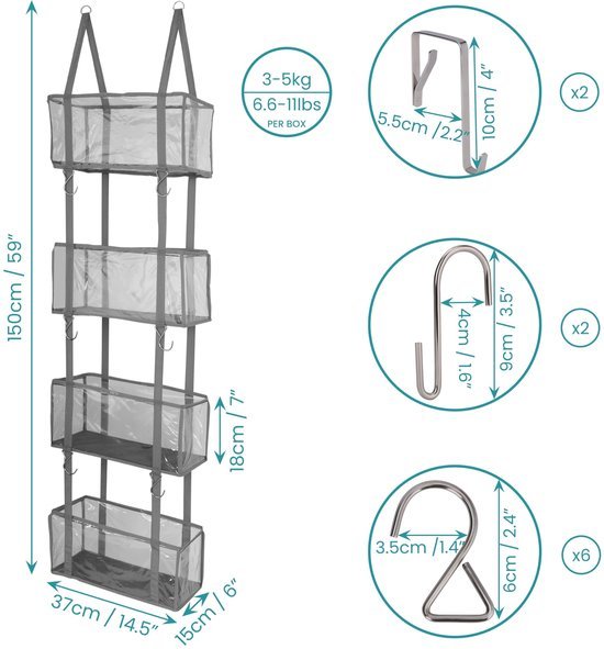 Unyqoos ® Handige Deurhanger Organizer met Transparante Vakken voor Diverse Opbergbehoeften in Huis