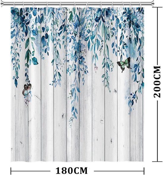 Unyqoos® Stijlvol Douchegordijn met Eucalyptus Print en Waterafstotende Eigenschappen voor Badkamer