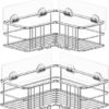 Unyqoos® Roestvrij Stalen Zelfklevende Hoekplankenset voor Badkamer en Keukenopslag, Zonder Boren, 2 Stuks