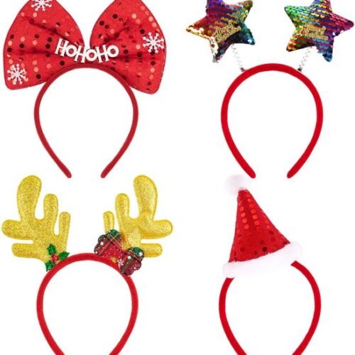 Unyqoos® Feestelijke Haarbandenset voor Kerstmis met Rendier en Sneeuwpop Designs