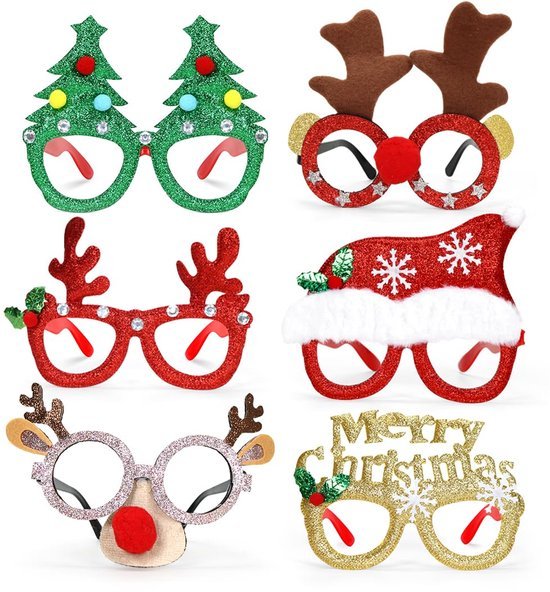 550x592-15.jpg Unyqoos® Set van 6 feestelijke kerstbrillen voor een sprankelend kerstfeest