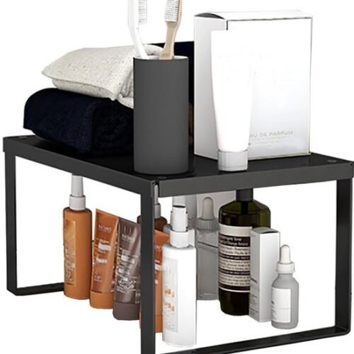 550x592-18.jpg Unyqoos ® Veelzijdig Roestvrijstalen Stapelbaar Organisatierek voor Keuken en Badkamer, Maat M