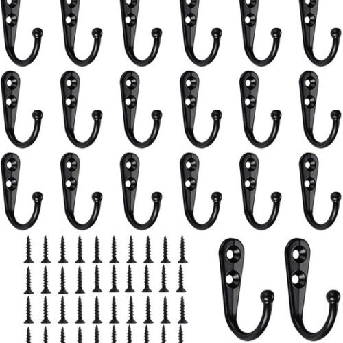 550x592-26.jpg Unyqoos® Zwarte wandhaken set van 20 stuks met schroeven voor diverse toepassingen