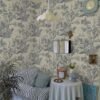 Unyqoos® Zelfklevend vintage behang met dieren en planten in beige en blauw
