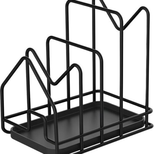 550x593-6.jpg Unyqoos® Zwarte multifunctionele keukenstandaard voor snijplanken en deksels