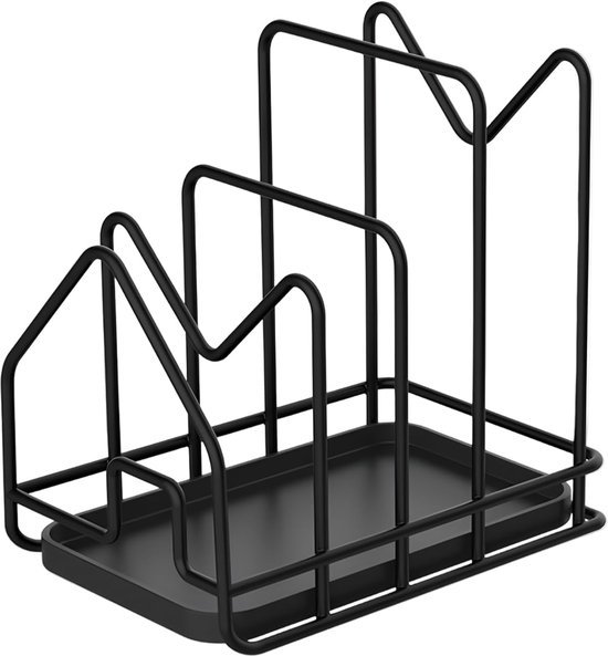 Unyqoos® Zwarte multifunctionele keukenstandaard voor snijplanken en deksels