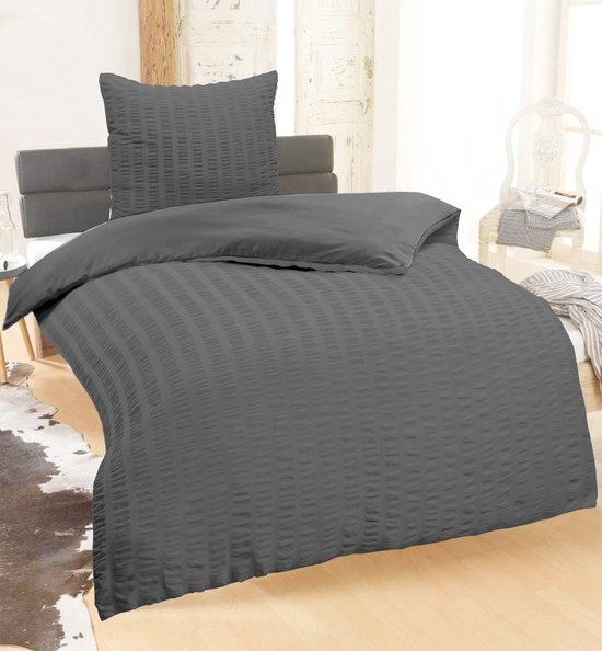 Unyqoos® Omkeerbaar microvezel dekbedovertrek met ritssluiting in antraciet