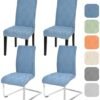 550x595-13.jpg Unyqoos® Set van 4 Stretchbare Stoelhoezen voor Eetkamerstoelen in Blauw Jacquard Design