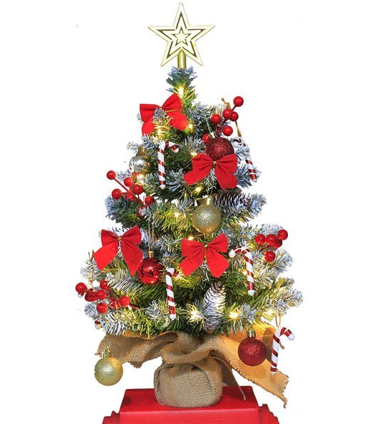 Unyqoos® Compacte kunstkerstboom met verlichting en decoraties voor sfeervolle kerst