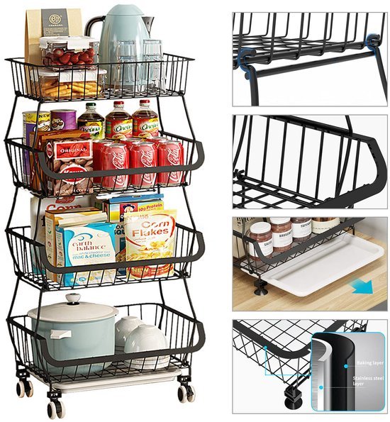 550x595-16.jpg Unyqoos® Veelzijdige Metalen Opbergrekken op Wielen met Meerdere Lagen voor Keuken en Badkamer