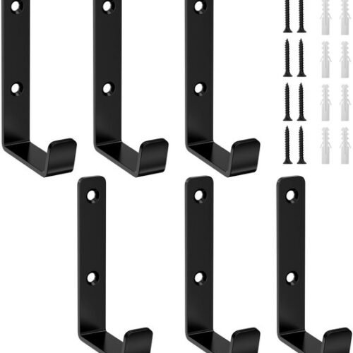 Unyqoos® Zwarte roestvrijstalen wandhaken set van 4 voor veelzijdig gebruik met hoog draagvermogen