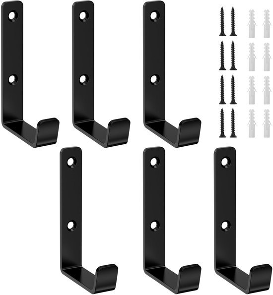 Unyqoos® Zwarte roestvrijstalen wandhaken set van 4 voor veelzijdig gebruik met hoog draagvermogen
