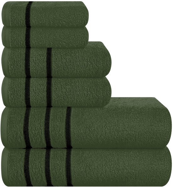 Unyqoos® Verwen Jezelf Met Deze Luxe Olijfgroene Handdoekenset van 100% Katoen voor Ultiem Comfort